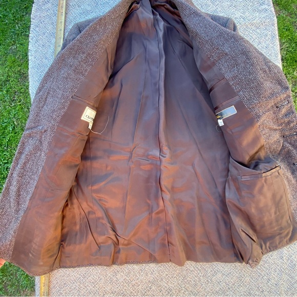 Vintage Blazer Lou Myles Wool Sport Coat three Button Herringbone Union Made - Picture 3 of 16